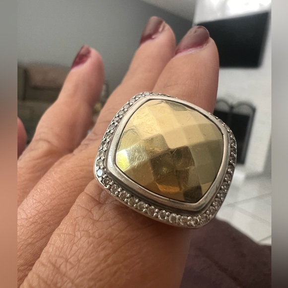 David Yurman diamonds Albion faceted gold ring sz 7 - Picture 3 of 11